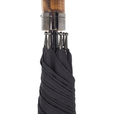 Black Gents' Canopy Umbrella with Bamboo Handle